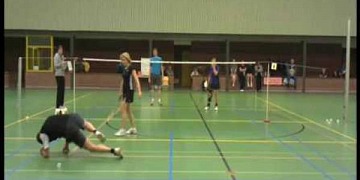 Badminton Player Stops Himself
